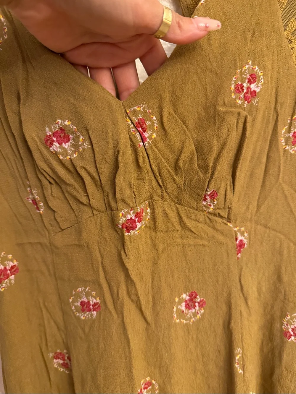 Free People Mustard Floral Open-Back Mini Dress - Picture 6 of 12